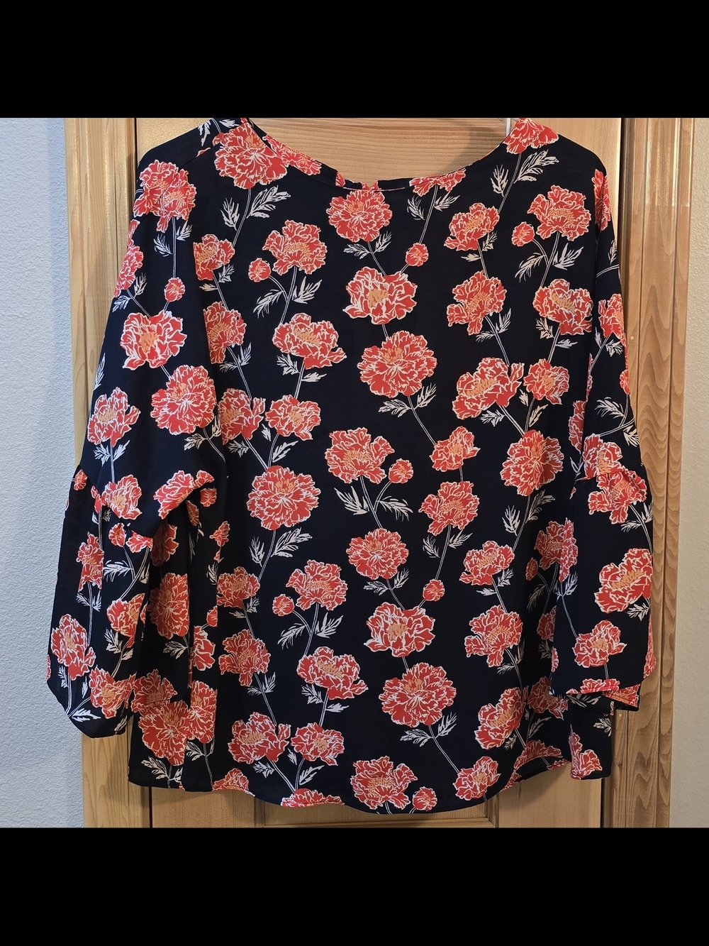 BANANA REPUBLIC FACTORY Top Small Blue/Orange Floral Bell Sleeves Women's